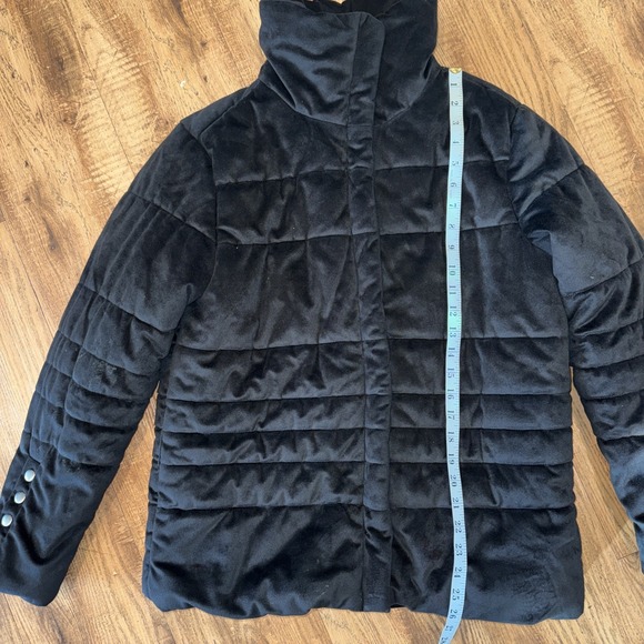 Sofia Vergara Black Puffer Jacket Coat Velveteen Womens Size Medium Comfy Soft - Picture 3 of 8
